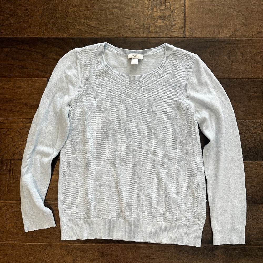 LOFT Women's Soft Blue Crew Neck Sweater